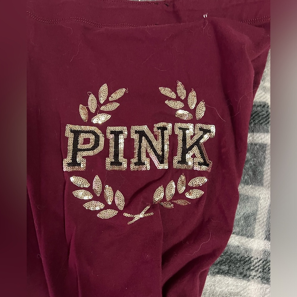 Burgundy/Maroon Victoria Secret Pink Leggings